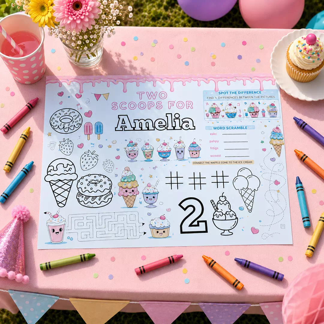 Personalised Ice Cream Recipe Birthday Placemat – Printable Kids Party Activity UAE - Image 4