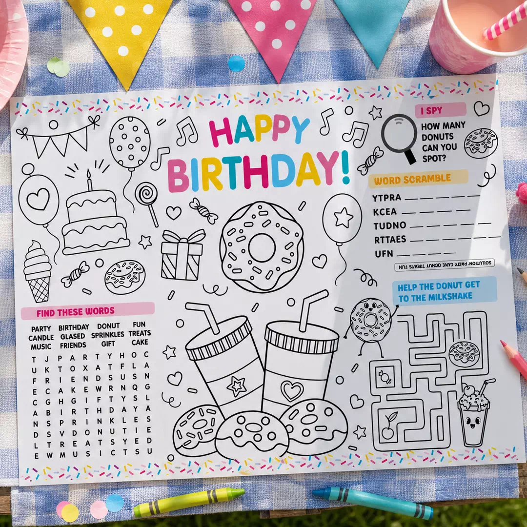 Donut Maze Birthday Activity Placemat – Printable Kids Party Activity UAE - Image 4