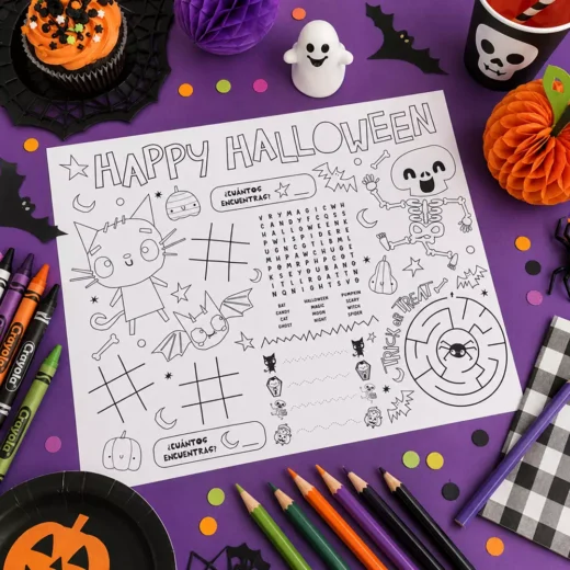 Happy Halloween Cat Maze Placemat – Printable Kids Party Activity UAE