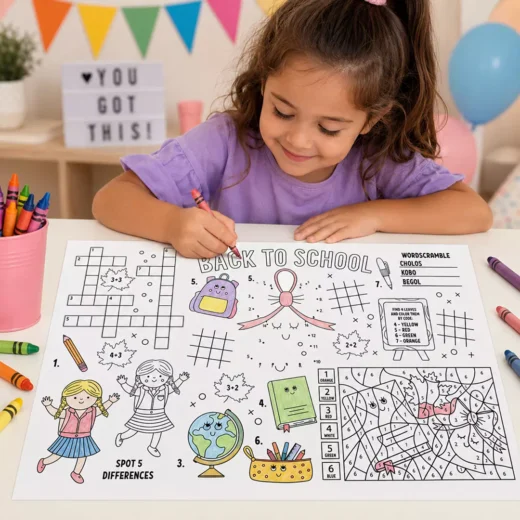 Back to School Rocks Activity Placemat – Printable Kids Party Activity UAE