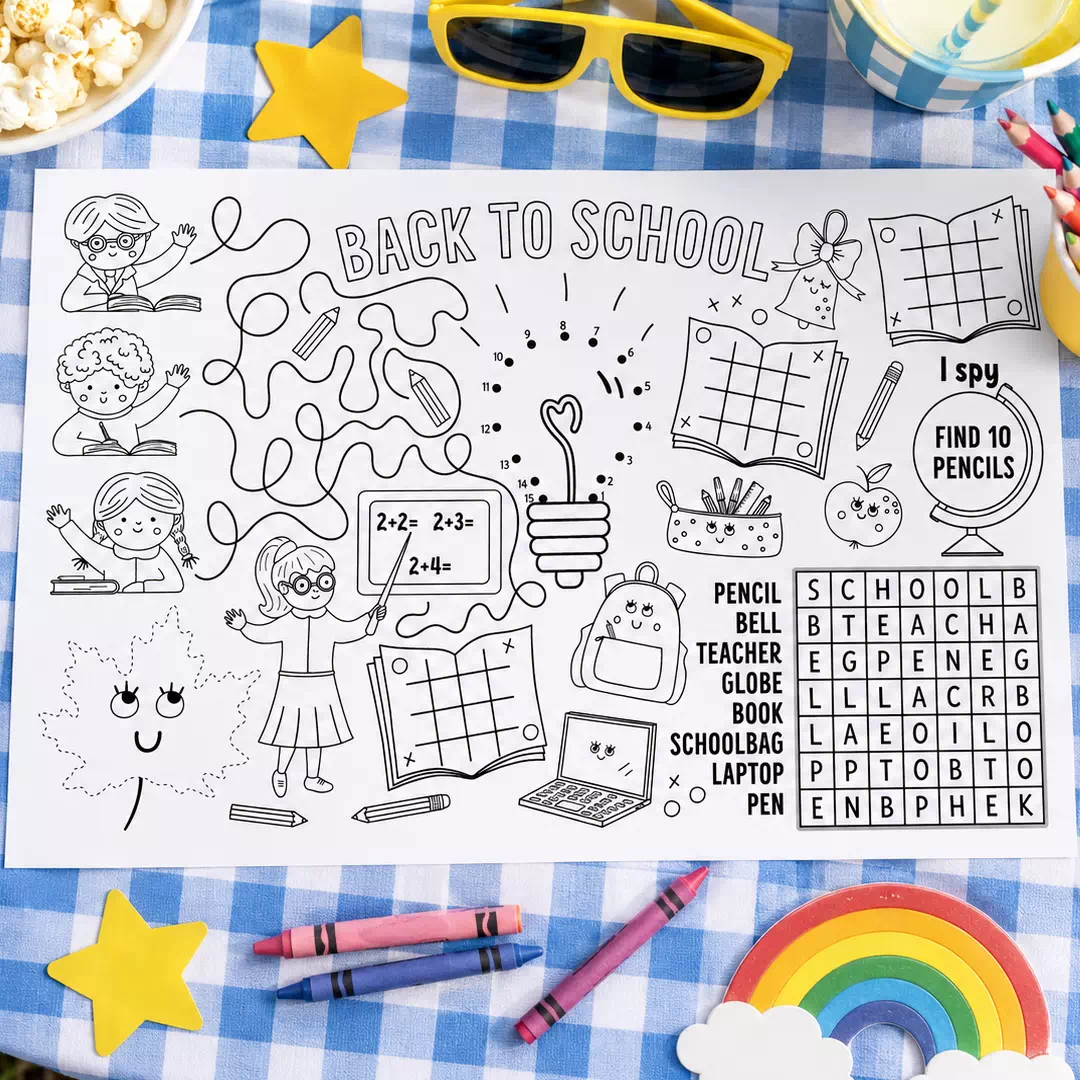 Back to School Coloring Placemat – Printable Kids Party Activity UAE - Image 3