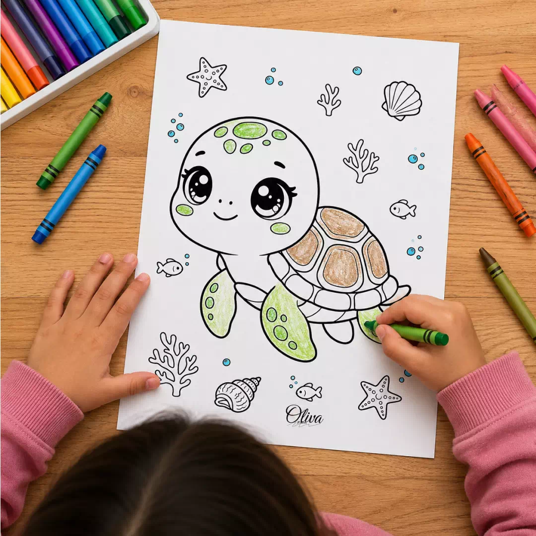 Cute Seal Coloring Sheet – Printable Kids Party Activity UAE - Image 2