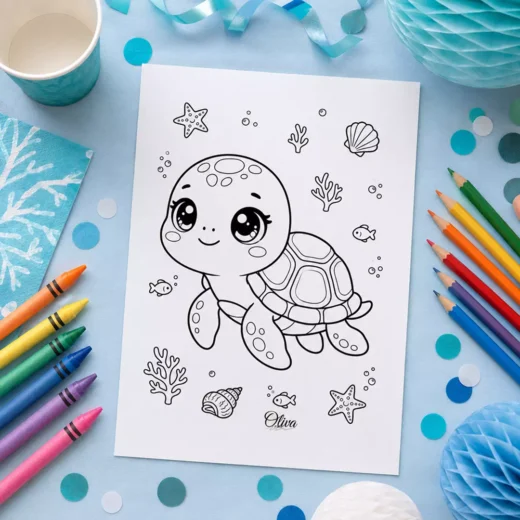 Cute Seal Coloring Sheet – Printable Kids Party Activity UAE