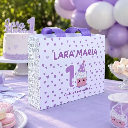 Custom Purple Floral Number Personalised Goodie Bag – Personalised Party Favour Bags UAE
