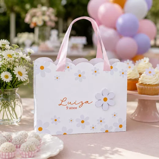Custom Daisy Floral Personalised Goodie Bag – Personalised Party Favour Bags UAE