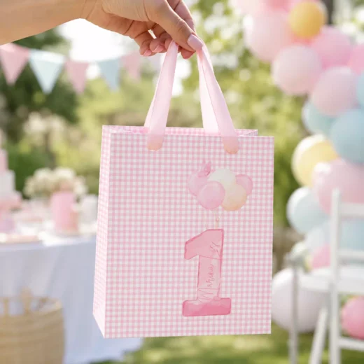 Custom Pink Polka Dot Number Goodie Bag – Personalised Party Favour Bags UAE