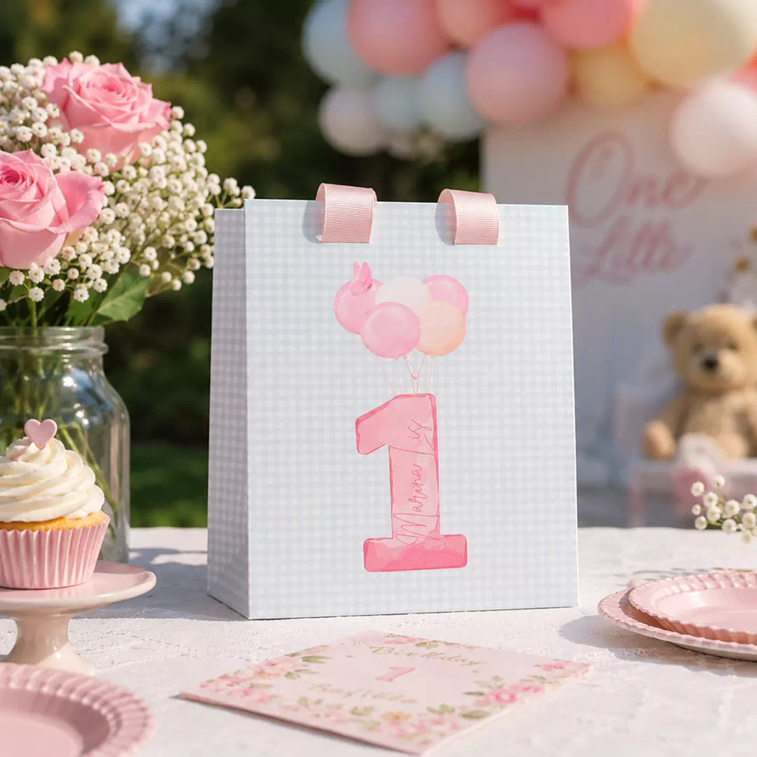 Custom Pink Polka Dot Number Goodie Bag – Personalised Party Favour Bags UAE - Image 4