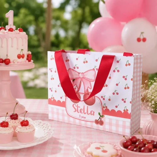 Custom Cherry Pattern Personalised Goodie Bag – Personalised Party Favour Bags UAE