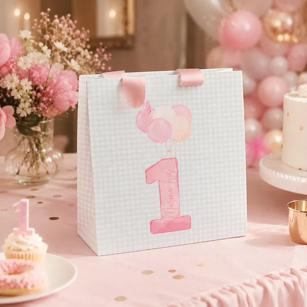 Custom Pink Polka Dot Number Goodie Bag – Personalised Party Favour Bags UAE - Image 3