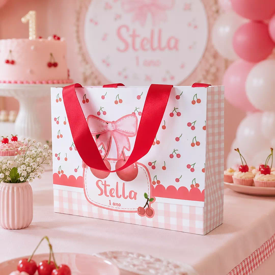 Custom Cherry Pattern Personalised Goodie Bag – Personalised Party Favour Bags UAE - Image 4