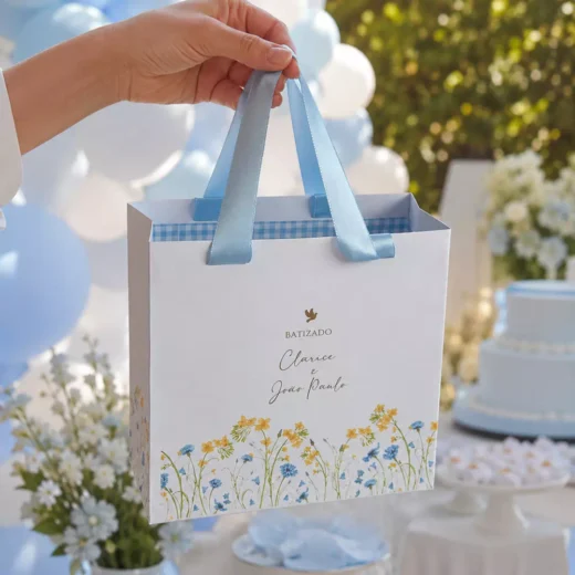 Custom Blue Floral Elegant Goodie Bag – Personalised Party Favour Bags UAE