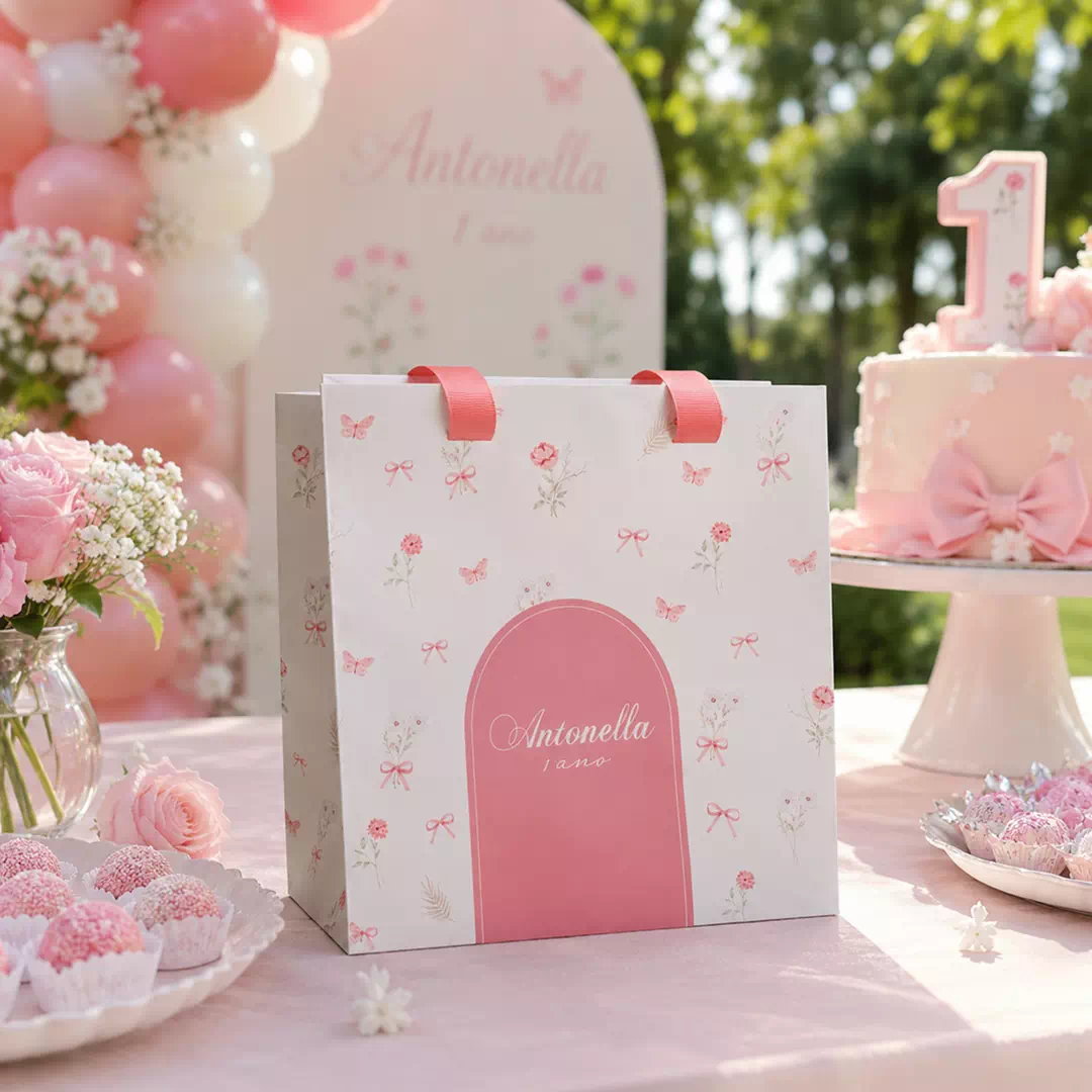 Custom Elegant Pink Floral Goodie Bag – Personalised Party Favour Bags UAE - Image 3