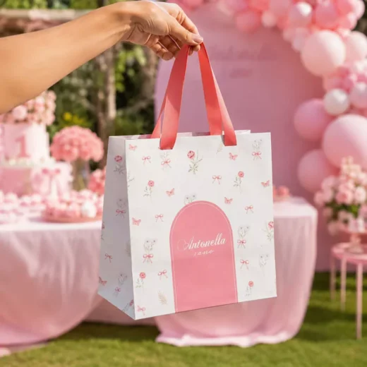 Custom Elegant Pink Floral Goodie Bag – Personalised Party Favour Bags UAE