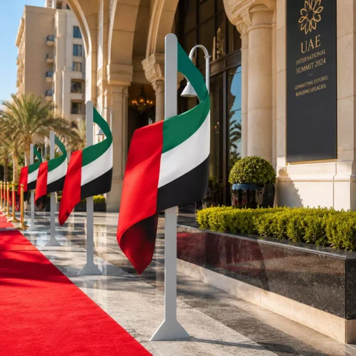 UAE Flag Spiral Pole Freestanding Event Display Set