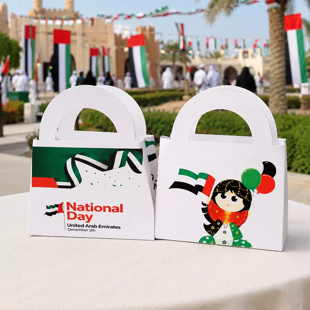 UAE National Day Paper Goodie Bags with Flag and Emirati Girl Illustration - Image 2