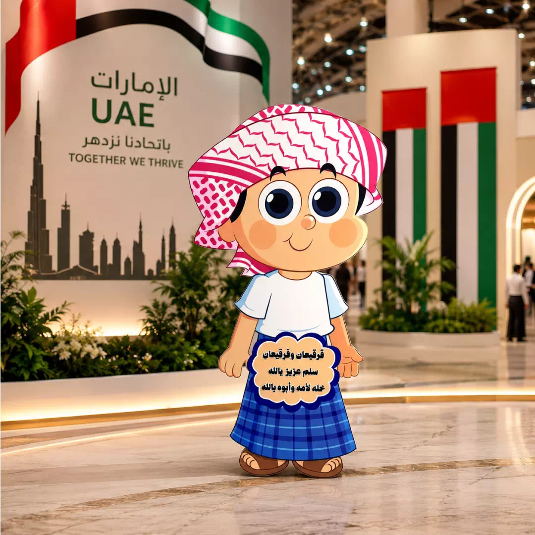 Illustrated Emirati Boy with Arabic Greeting Sign Character Cutout - Image 2