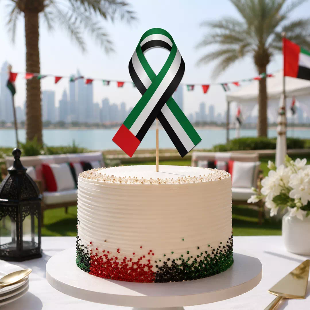UAE Flag Ribbon National Day Acrylic Cake Topper