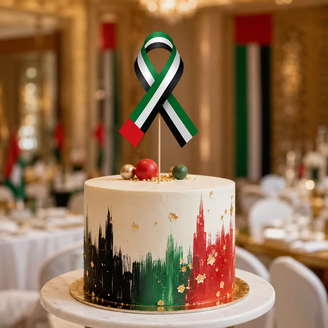 UAE Flag Ribbon National Day Acrylic Cake Topper - Image 3