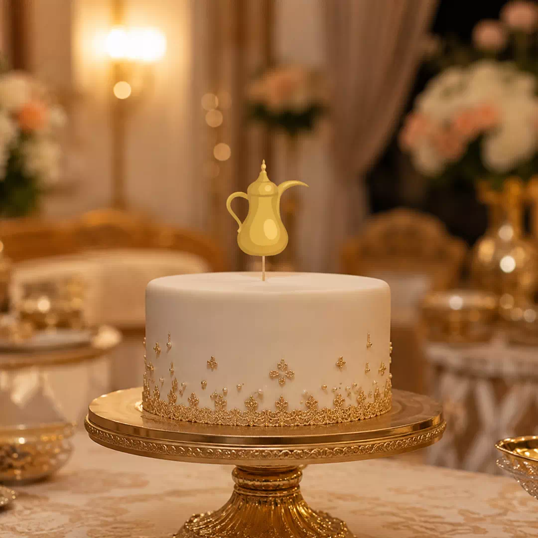 UAE Heritage Golden Dallah Acrylic Cake Topper - Image 3