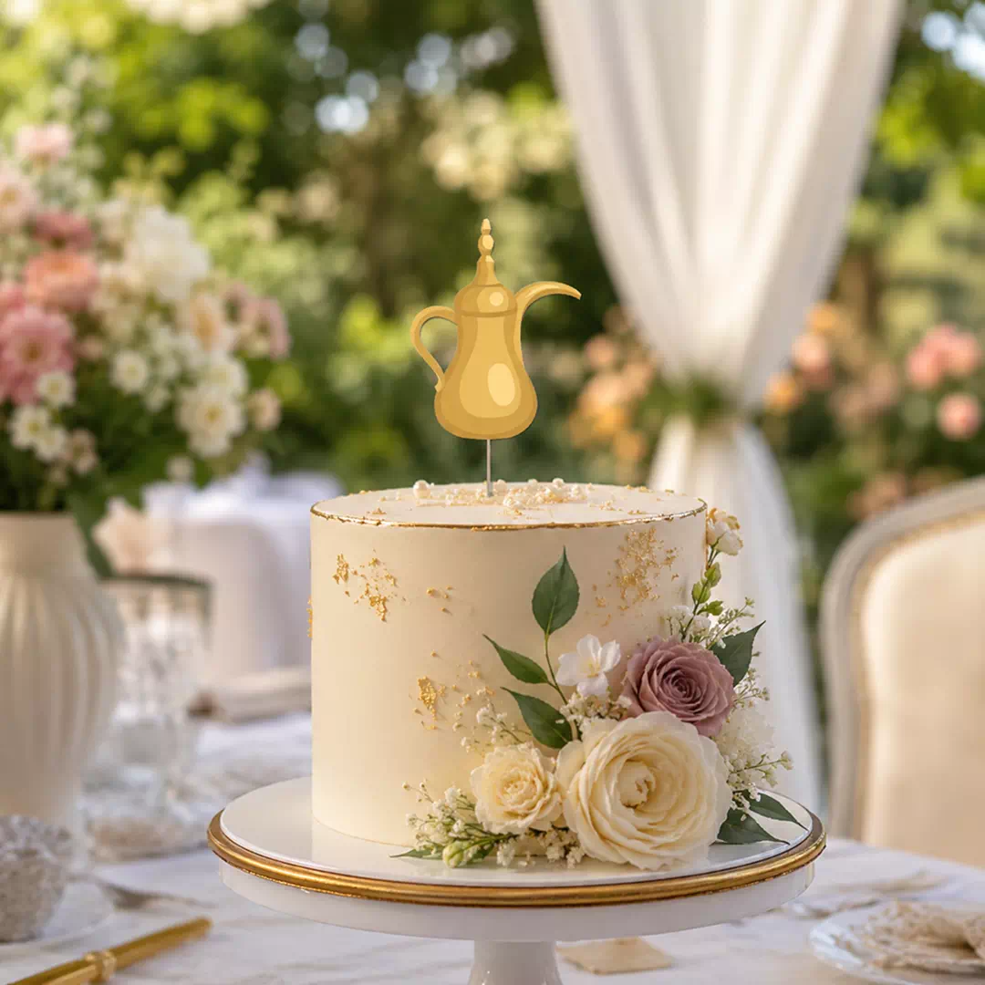 UAE Heritage Golden Dallah Acrylic Cake Topper - Image 4