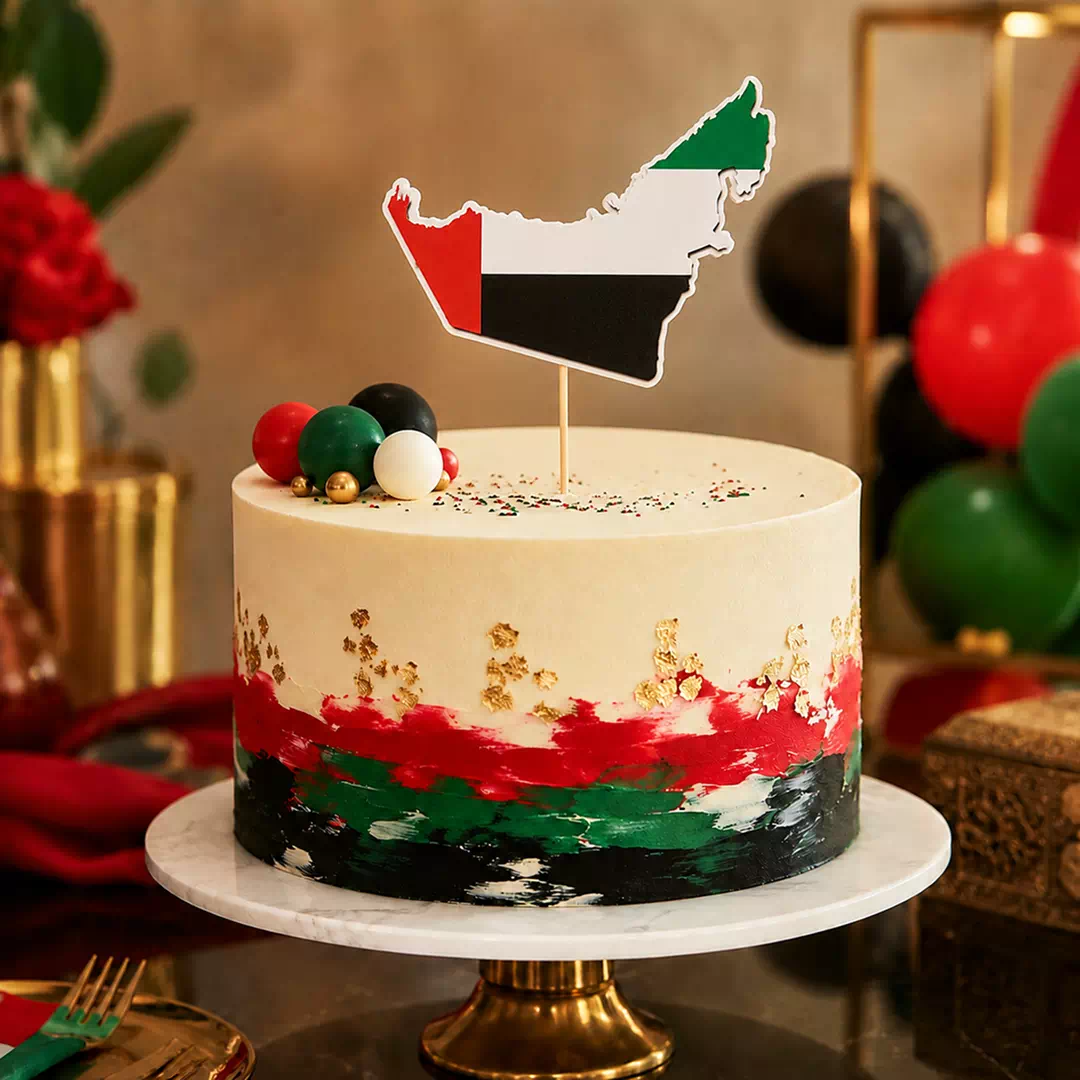 UAE Map in National Flag Colours Acrylic Cake Topper