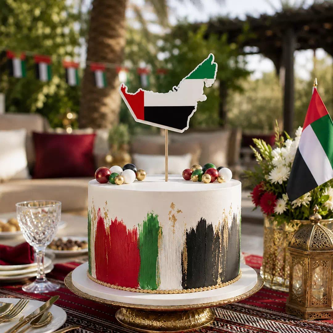 UAE Map in National Flag Colours Acrylic Cake Topper - Image 2