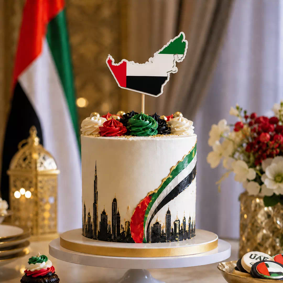 UAE Map in National Flag Colours Acrylic Cake Topper - Image 4