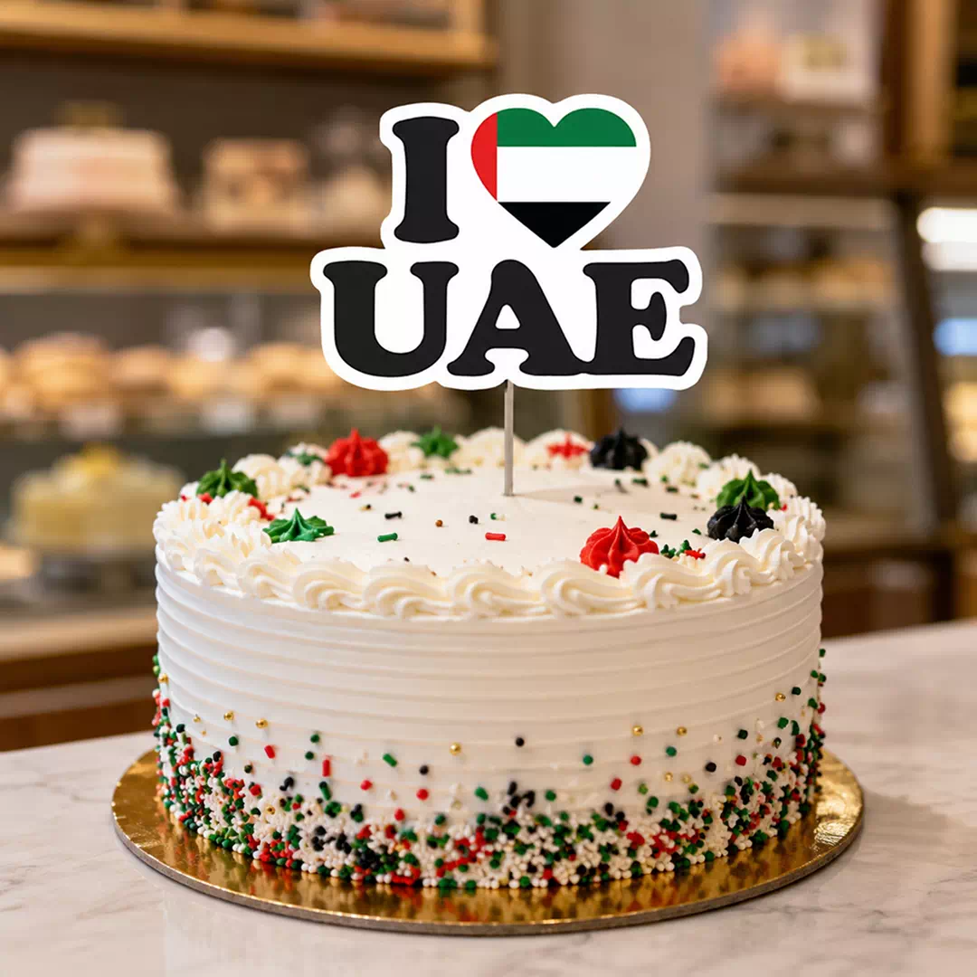 I Love UAE National Day Acrylic Cake Topper - Image 3