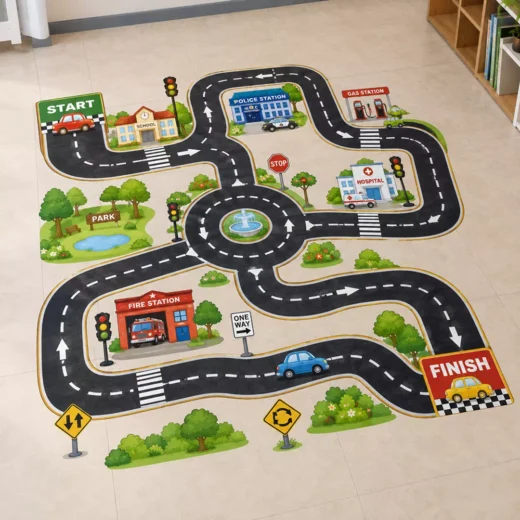 Kids City Road Adventure Removable Floor Sticker – Custom Printed Play Mat