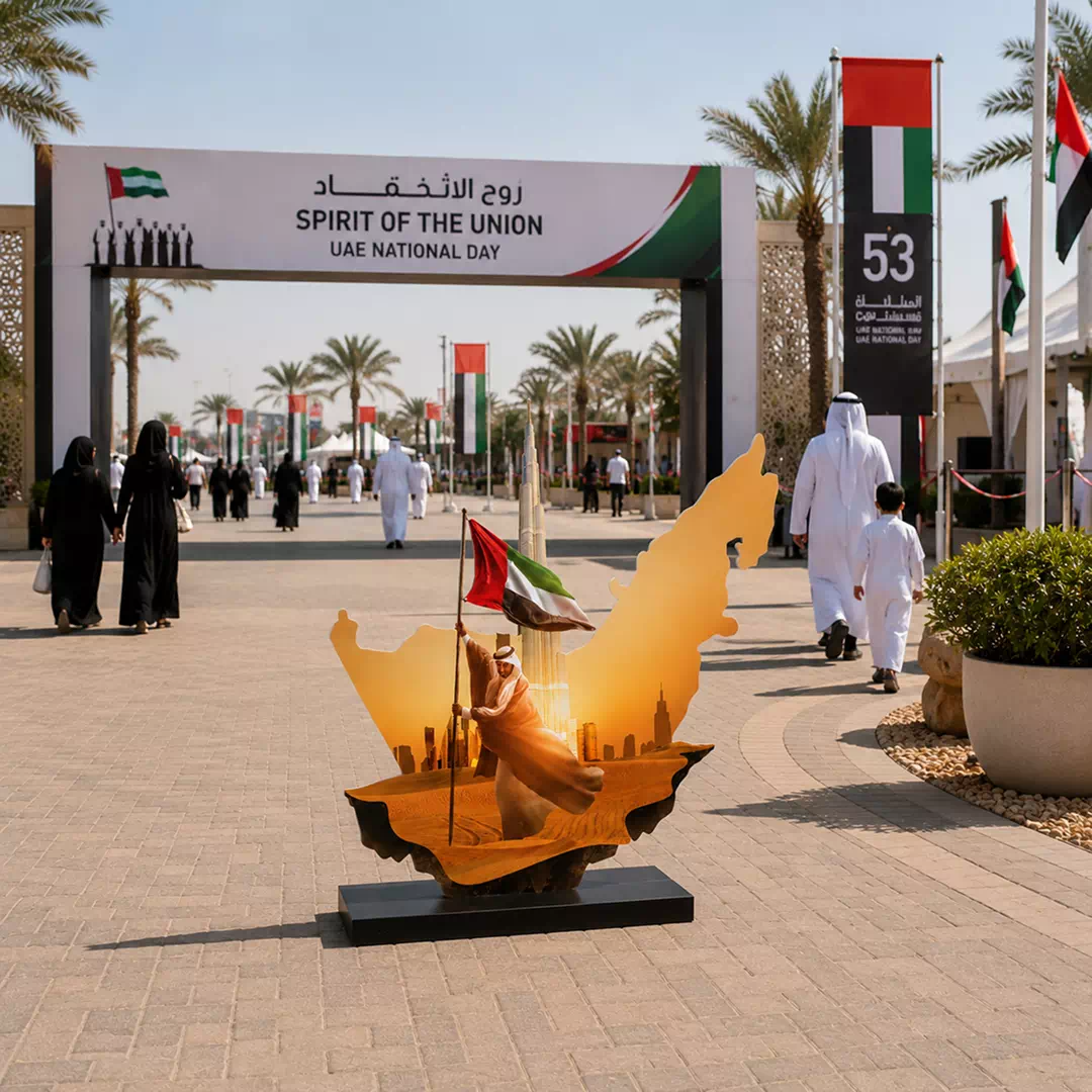 UAE Map Camouflage Heritage Freestanding Display with Dhow Boat - Image 3