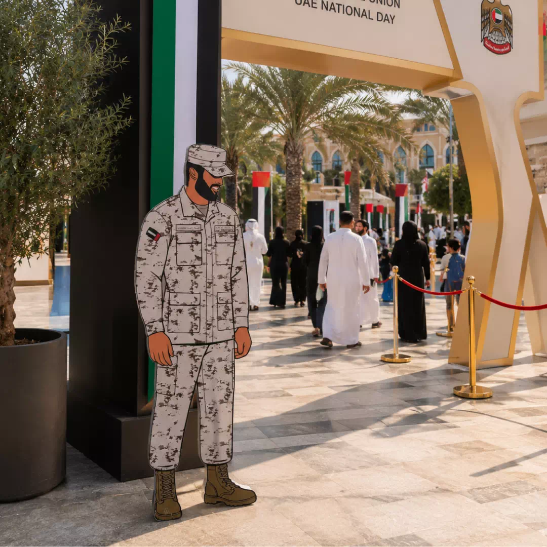 UAE Armed Forces Service Member in Desert Uniform Life-Size Tribute Cutout - Image 2