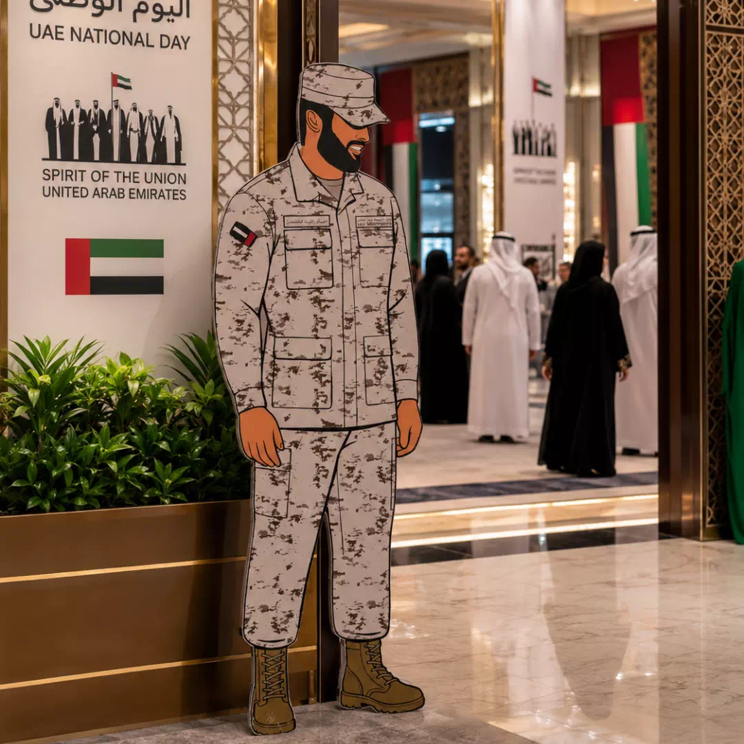 UAE Armed Forces Service Member in Desert Uniform Life-Size Tribute Cutout - Image 3