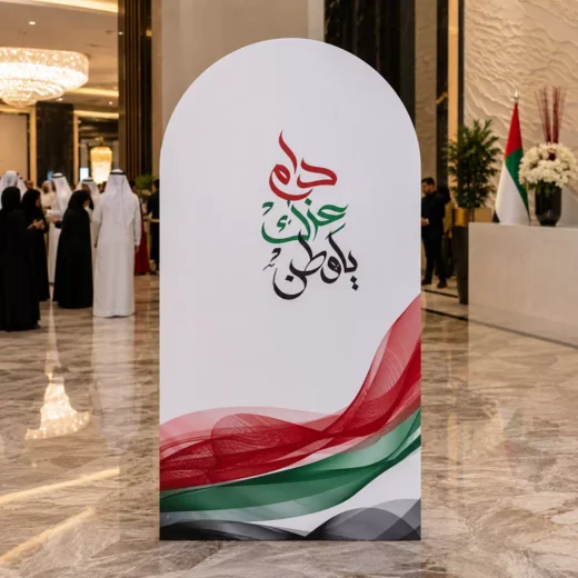 Eid Al Etihad Arabic Calligraphy Freestanding Arched Welcome Display