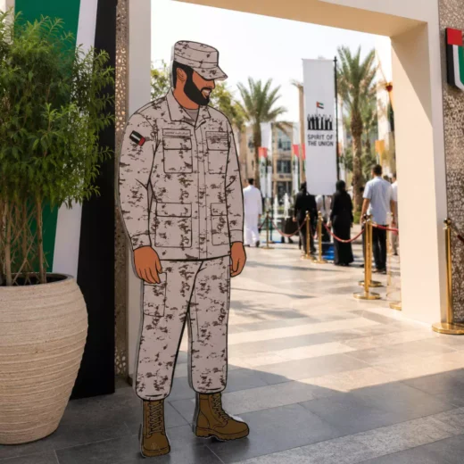 UAE Armed Forces Service Member in Desert Uniform Life-Size Tribute Cutout