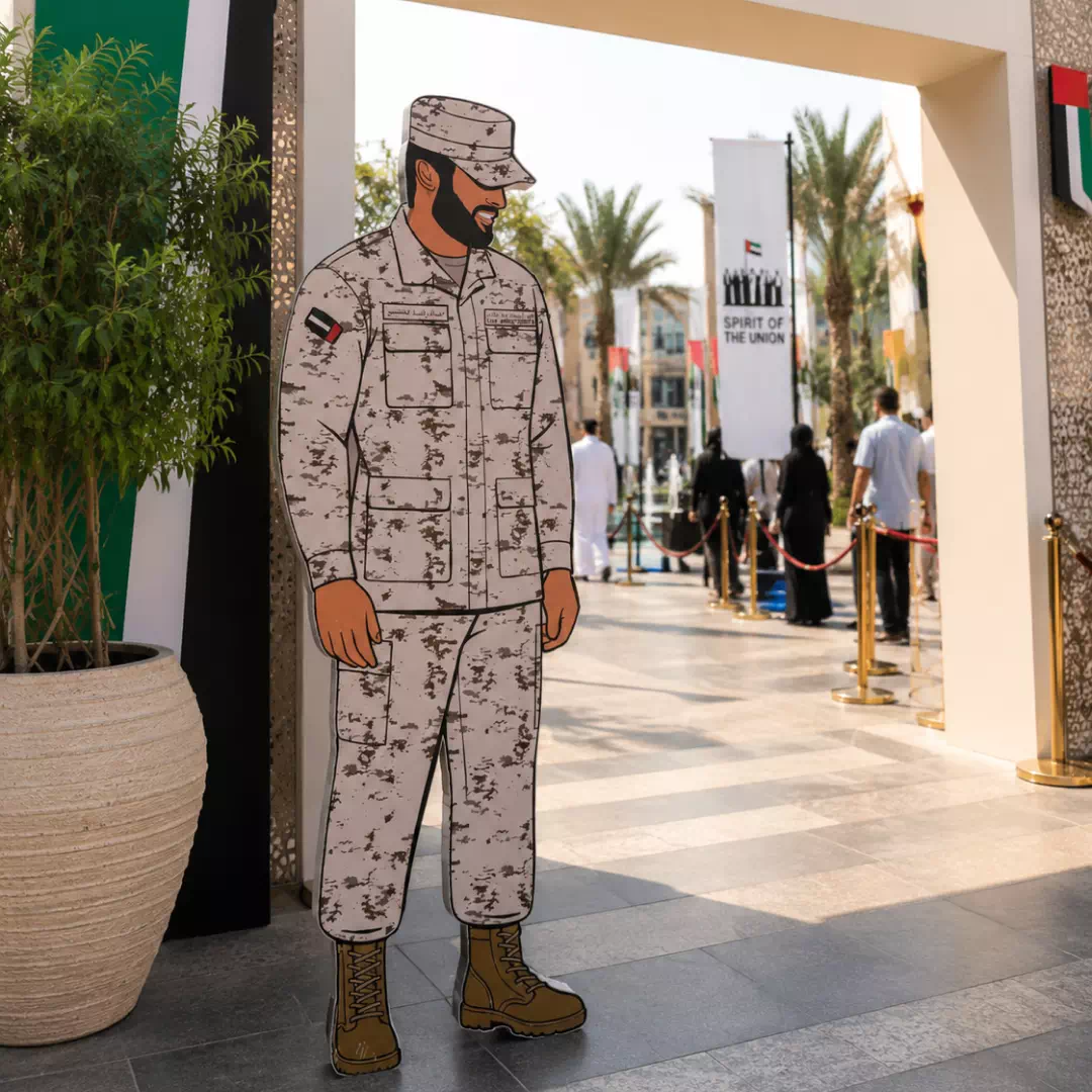 UAE Armed Forces Service Member in Desert Uniform Life-Size Tribute Cutout