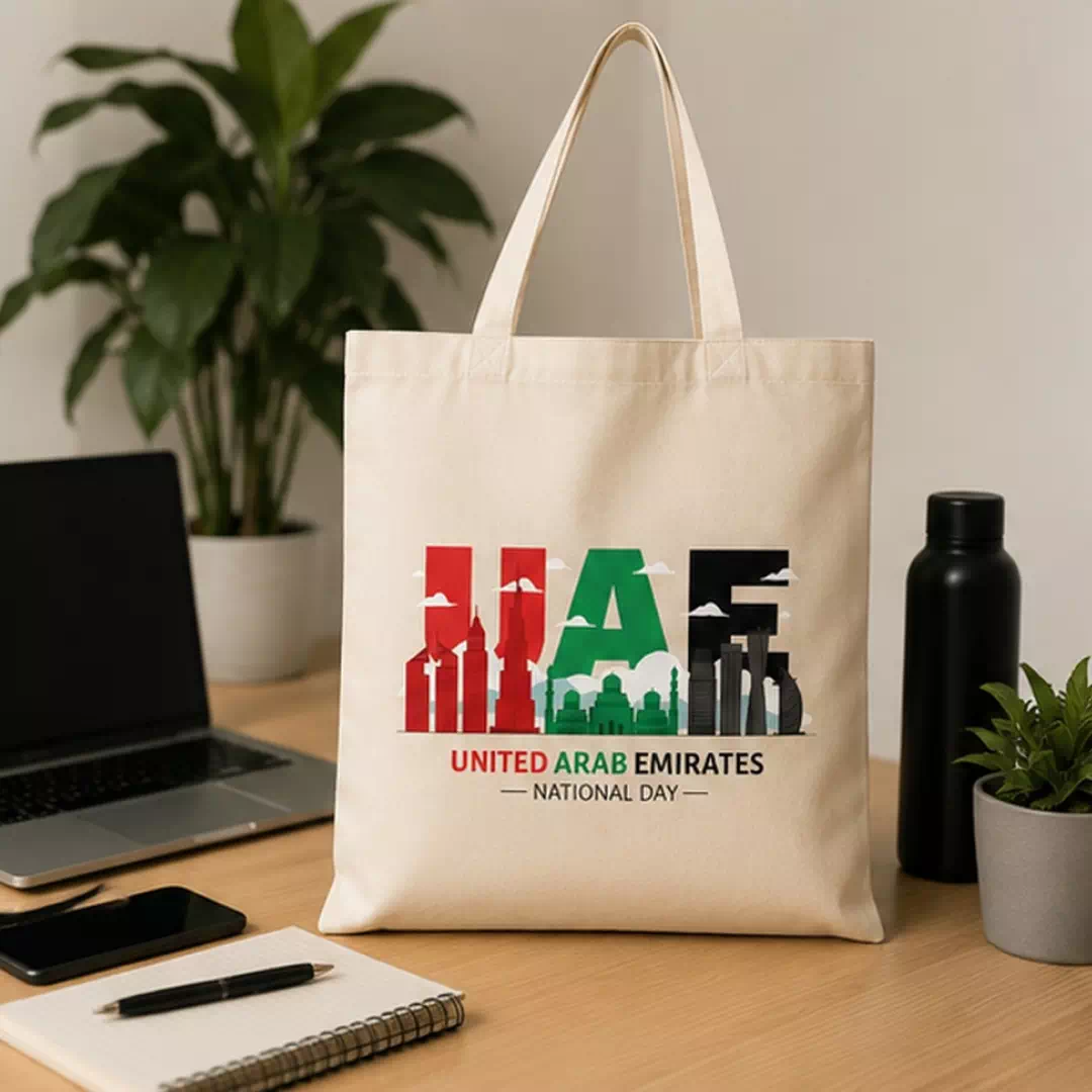 UAE National Day Skyline Printed Cotton Tote Bag - Image 4