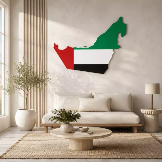 UAE Map in National Flag Colours Wall Decoration