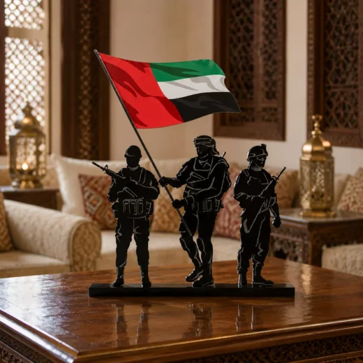 UAE Armed Forces and National Flag Tabletop Silhouette Tribute Display