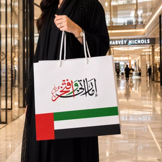 UAE Flag and Arabic Calligraphy National Day Paper Gift Bag