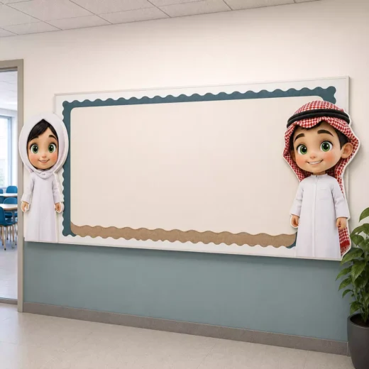 Illustrated Emirati Children Classroom Bulletin Board Decoration Set