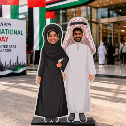 Emirati Couple in Traditional Attire UAE National Day Photo Booth Cutout Set