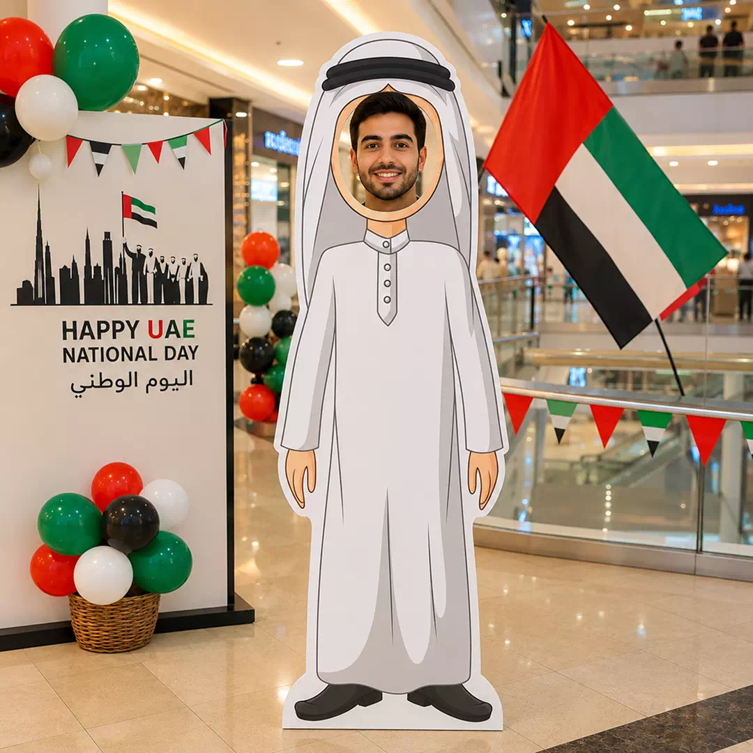 Emirati Man in Traditional White Kandura UAE National Day Photo Booth Cutout - Image 2