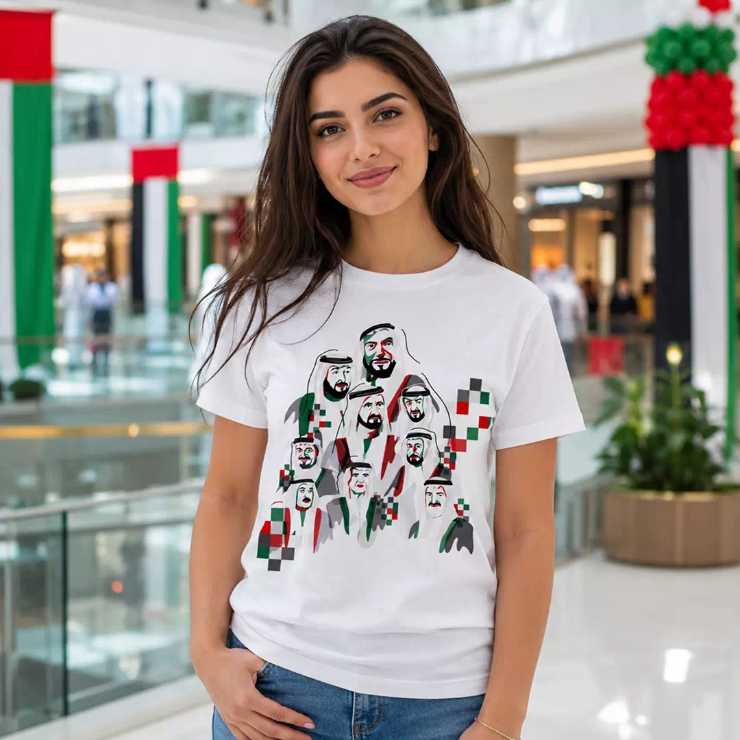 UAE Founding Leaders Heritage Portrait National Day Printed T-Shirt - Image 2