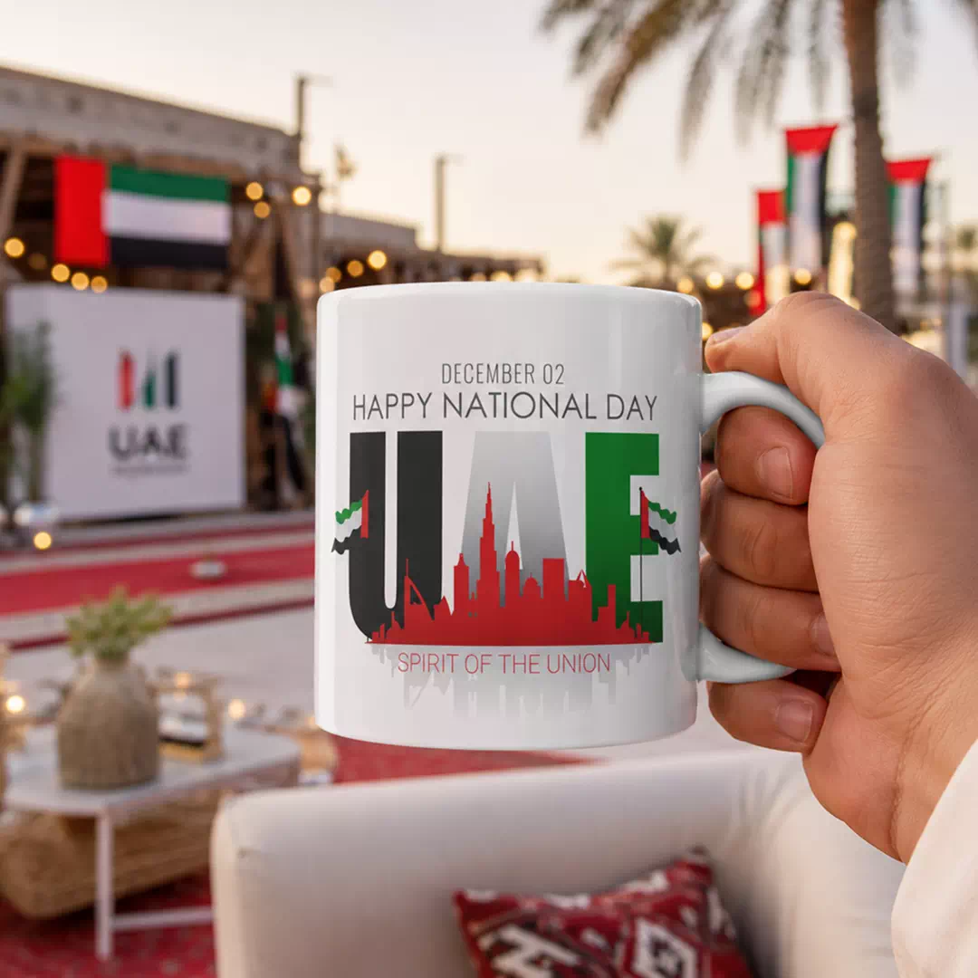 Spirit of the Union UAE Skyline National Day Ceramic Mug - Image 4