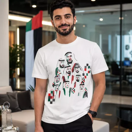 UAE Founding Leaders Heritage Portrait National Day Printed T-Shirt