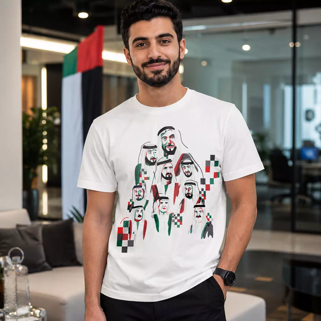 UAE Founding Leaders Heritage Portrait National Day Printed T-Shirt