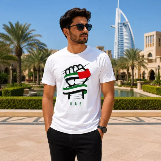UAE Flag Raised Fist National Day Printed T-Shirt