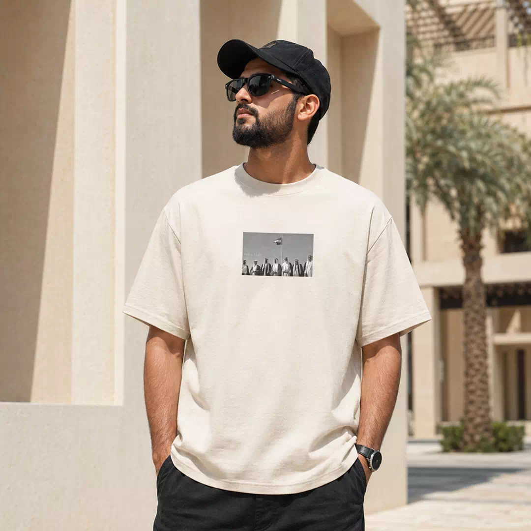 UAE Founding Leaders Minimal Heritage Portrait Printed T-Shirt - Image 2