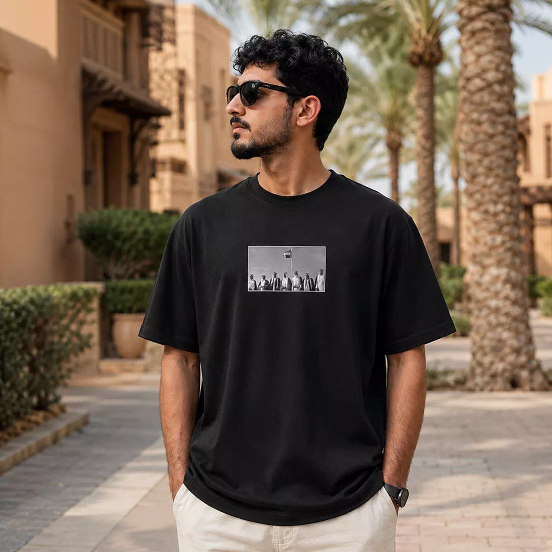 UAE Founding Leaders Minimal Heritage Portrait Printed T-Shirt - Image 3
