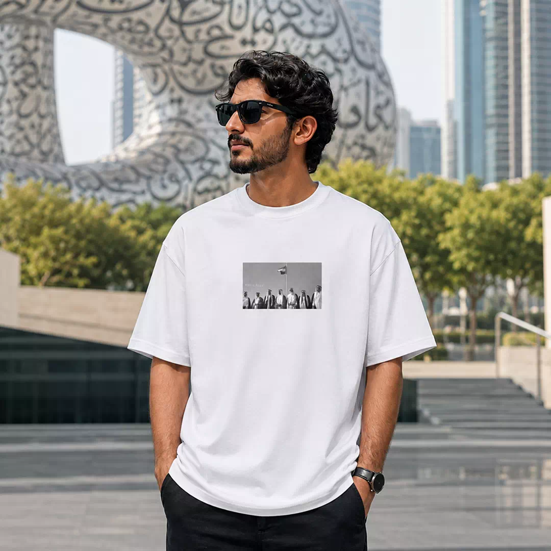 UAE Founding Leaders Minimal Heritage Portrait Printed T-Shirt